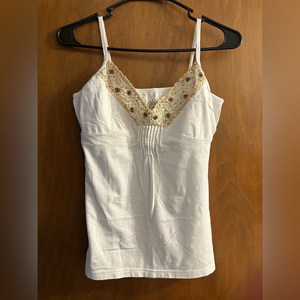 Energie White Camisole with Cream Lace